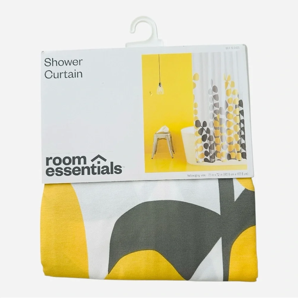 NEW 🌿 Modern Yellow + Gray Leaf Shower Curtain | 72” x 72”